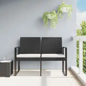 ManoMano Bonnevie - Gartenbank 2-Sitze Doppelsitzbankr mit Kissen Schwarz PP-Rattan vidaXL Angebot