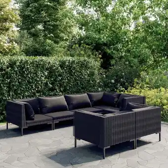 ManoMano 7-tlg. Garten-Lounge-Set Gartenmöbel Set Sitzgruppe Essgruppe mit Kissen Poly Rattan Dunkelgrau DE21048 Angebot