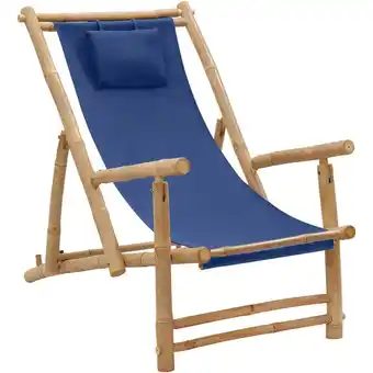 ManoMano Bonnevie - Liegestuhl Bambus und Canvas Marineblau vidaXL576346 Angebot