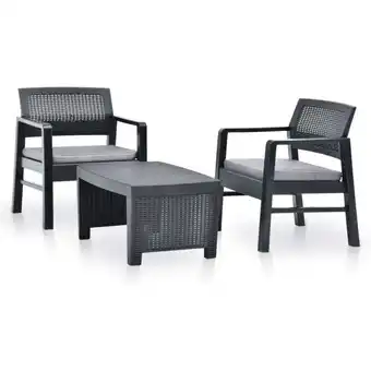 ManoMano 3-tlg. Garten-Lounge-Set Gartenmöbel-Set Terrassen-Sitzgruppe Kunststoff Anthrazit ZDEH70780 Maisonchic Angebot