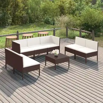 ManoMano 8-tlg. Garten-Lounge-Set，Gartenmöbel-Set mit Auflagen Poly Rattan Braun vidaXL Angebot