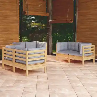 ManoMano 6-tlg. Garten-Lounge-Set mit Grauen Kissen Kiefer Massivholz vidaXL351849 Angebot