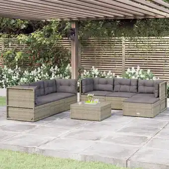 ManoMano 7-tlg. Garten-Lounge-Set,Gartenmöbel-Set mit Kissen Grau Poly Rattan vidaXL Angebot