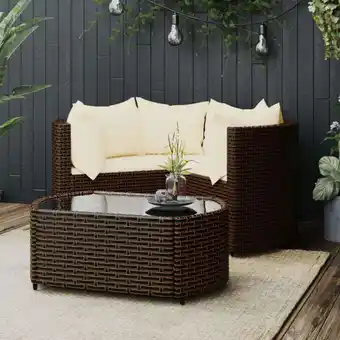 ManoMano 4-tlg. Garten-Lounge-Set, Gartenmöbel, Sitzgruppe Gartenset mit Kissen Braun Poly Rattan LLOAQ375901 Maisonchic Angebot