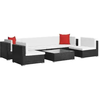 ManoMano 7-tlg. Garten-Lounge-Set Gartenmöbel-Set Terrassen-Sitzgruppe mit Auflagen Poly Rattan Schwarz ZDEH24739 Maisonchic Angebot