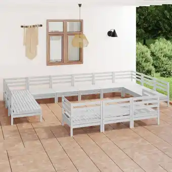 ManoMano 13-tlg. Garten-Lounge-Set Weiß Massivholz Kiefer vidaXL881928 Angebot