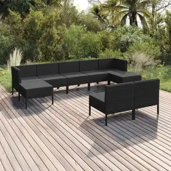 ManoMano 9-tlg. Garten-Lounge-Set,Gartenmöbel-Set mit Auflagen Poly Rattan Schwarz vidaXL Angebot