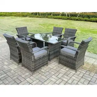 ManoMano 6-Sitzer Rattan Gartenmöbel Set Polyrattan Essgruppe Gartenlounge Wetterfest Stühle Runde Tische mit Glas für Rasen, Terrasse Angebot