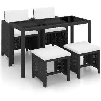 ManoMano 5-tlg. Garten-Essgruppe Gartenmöbel Set Terrassen/Balkon/Outdoor-Essgruppe mit Auflagen Poly Rattan Schwarz ETHJ973079 Maison Angebot