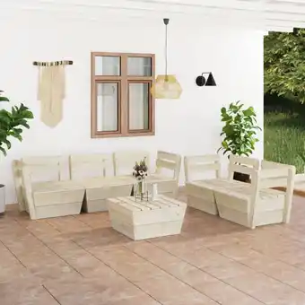 ManoMano 6-tlg. Sitzgruppe Paletten Gartenmöbel Set - Balkonmöbel Set Imprägniertes Fichtenholz BV311471 Bonnevie Angebot