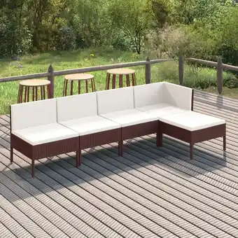 ManoMano 5-tlg. Garten-Lounge-Set，Gartenmöbel-Set mit Auflagen Poly Rattan Braun vidaXL Angebot