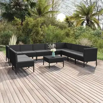 ManoMano 11-tlg. Garten-Lounge-Set,Gartenmöbel-Set mit Auflagen Poly Rattan Schwarz vidaXL Angebot