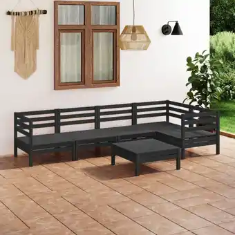 ManoMano 6-tlg. Gartenmöbel Set Sitzgruppe Essgruppe Massivholz Kiefer Schwarz DE45539 Angebot