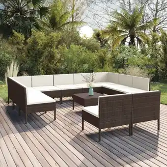 ManoMano 12-tlg. Garten-Lounge-Set,Gartenmöbel-Set mit Auflagen Poly Rattan Braun vidaXL Angebot