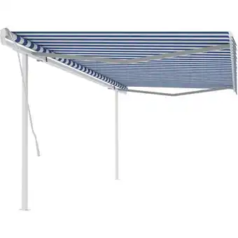 ManoMano Markise Manuell Einziehbar,Windfest Sonnenmarkise mit Pfosten 5x3,5 m Blau & Weiß vidaXL Angebot