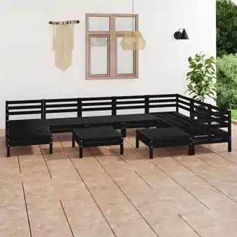 ManoMano 10-tlg. Gartenmöbel Set Sitzgruppe Essgruppe Massivholz Kiefer Schwarz DE71319 Angebot