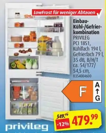 ROLLER Privileg Einbau Kühl/Gefrierkombination Angebot