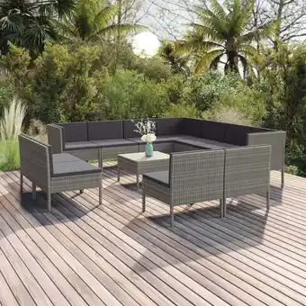 ManoMano 12-tlg. Garten-Lounge-Set,Gartenmöbel-Set mit Auflagen Poly Rattan Grau vidaXL Angebot