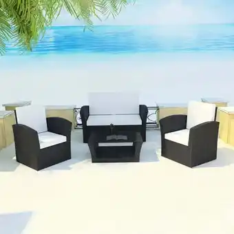 ManoMano 4-tlg. Garten-Lounge-Set,Gartenmöbel-Set mit Auflagen Poly Rattan Schwarz vidaXL Angebot