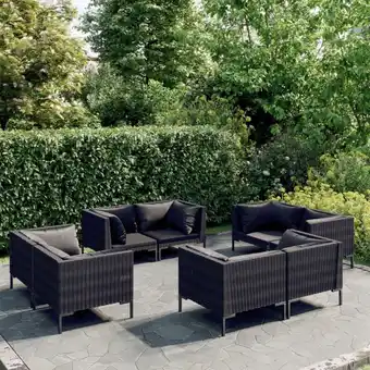 ManoMano 8-tlg. Garten-Lounge-Set,Gartenmöbel-Set mit Kissen Poly Rattan Dunkelgrau vidaXL Angebot