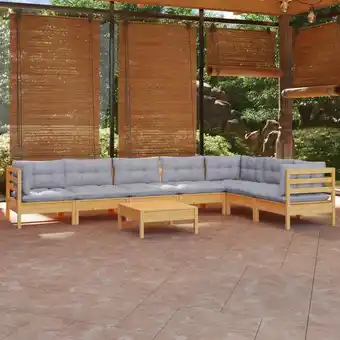 ManoMano 8-tlg. Garten-Lounge-Set mit Grauen Kissen Kiefer Massivholz vidaXL800527 Angebot