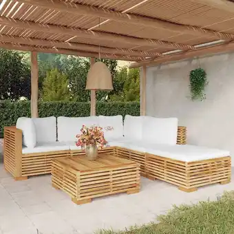 ManoMano 6-tlg. Garten-Lounge-Set, Gartenmöbel, Sitzgruppe Gartenset mit Kissen Massivholz Teak LLOAQ954556 Maisonchic Angebot