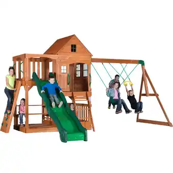 ManoMano Backyard Discovery Spielturm Holz Hillcrest XXL Spielhaus für Kinder mit Rutsche, Sandkasten, Schaukel, Kletterwand und Pickn Angebot