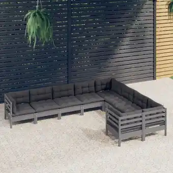 ManoMano 9-tlg. Garten-Lounge-Set,Gartenmöbel-Set mit Kissen Grau Kiefernholz vidaXL Angebot