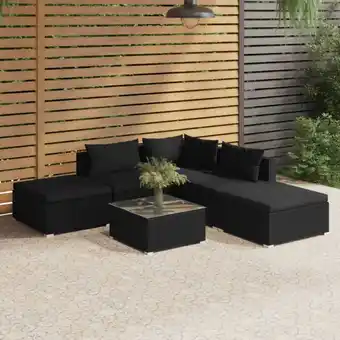 ManoMano 6-tlg. Sitzgruppe Gartenmöbel Set - Balkonmöbel Set mit Kissen Poly Rattan Schwarz BV607809 Bonnevie Angebot