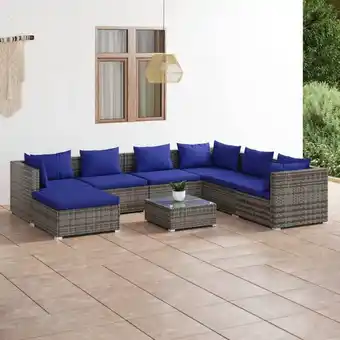 ManoMano 8-tlg. Garten-Lounge-Set,Gartenmöbel-Set mit Kissen Poly Rattan Grau vidaXL Angebot