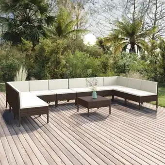 ManoMano 11-tlg. Garten-Lounge-Set,Gartenmöbel-Set mit Auflagen Poly Rattan Braun vidaXL Angebot