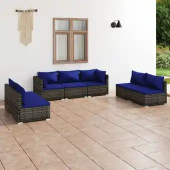 ManoMano 7-tlg. Garten-Lounge-Set,Gartenmöbel-Set mit Kissen Poly Rattan Grau vidaXL Angebot