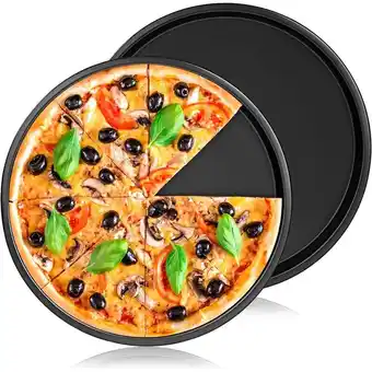 ManoMano 2PCS 22cm runde Pizzaform, Kohlenstoffstahl mit Antihaftbeschichtung Backbleche für Pizza Tarteplatte Quicheform Angebot