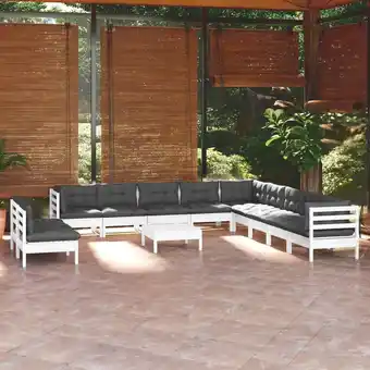 ManoMano 12-tlg. Garten-Lounge-Set,Gartenmöbel-Set mit Kissen Weiß Massivholz Kiefer vidaXL551348 Angebot