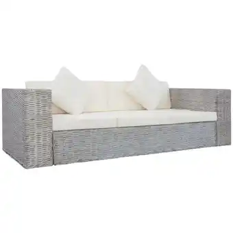 ManoMano 3-Sitzer-Sofa Loungesofa Couch Modern mit Polstern Grau Natürliches Rattan DE19889 Angebot