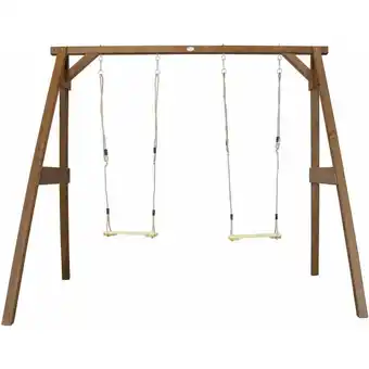 ManoMano Doppelschaukel Braun aus fsc Holz Schaukel mit Gestell für 2 Kinder Kinderschaukel / Schaukelgestell für den Garten - Braun - Angebot