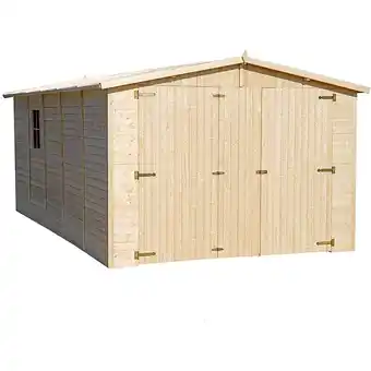 ManoMano Holzgarage 15 m² − H222xL516xB324 cm − Plattenkonstruktion aus Naturholz − Auto- und Geräteschuppen − Timbela M101 Angebot