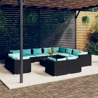 ManoMano 13-tlg. Garten-Lounge-Set,Gartenmöbel-Set mit Kissen Schwarz Poly Rattan vidaXL Angebot