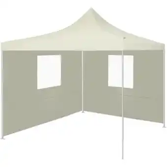 ManoMano Profi-Partyzelt Faltbar Gartenzelt Faltzelt für Camping/Markt/Festival Pavillon Faltbar mit 2 Seitenwänden 2×2m Stahl Creme X Angebot