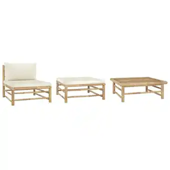 ManoMano 3-tlg. Garten-Lounge-Set，Gartenmöbel-Set mit Kissen Bambus vidaXL Angebot