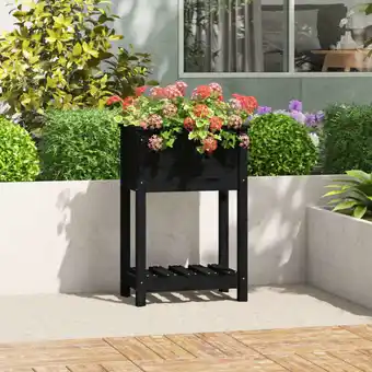 ManoMano Pflanzkübel,Blumenkasten,Pflanzkasten mit Ablage Schwarz 54x34,5x81 cm Massivholz Kiefer VMEC530079 Maisonchic Angebot