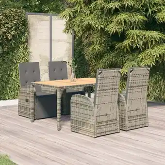 ManoMano 5-tlg. Garten-Essgruppe Gartenmöbel Set Sitzgruppe mit Kissen Grau Poly Rattan DE71035 Angebot