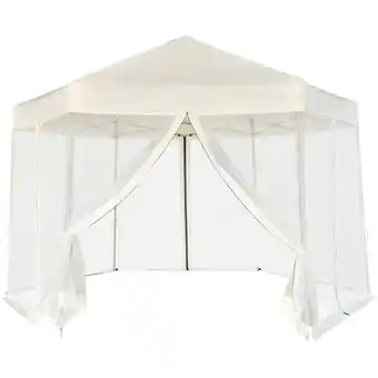 ManoMano Hexagonal Pop-Up Zelt, Faltpavillon Gartenpavillon 6 Seitenwänden Cremeweiß 3,6x3,1 m KLI62876 Maisonchic Angebot