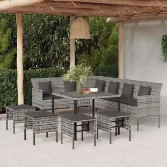 ManoMano 6-tlg. Garten-Essgruppe,Gartenmöbel Set,Gartenmöbel Set mit Kissen Grau Poly Rattan vidaXL Angebot