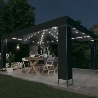 ManoMano Pavillon Familienzelt Zelt für Camping/Markt/Festival Gartenpavillon mit LED-Lichterkette Anthrazit 3x4 m XDGN473149 MaisonCh Angebot