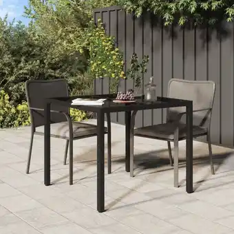 ManoMano Gartentisch,Terrassentisch,Gartenmöbel,Balkontisch 90x90x75 cm Gehärtetes Glas Poly Rattan Schwarz VMEC181638 Maisonchic Angebot