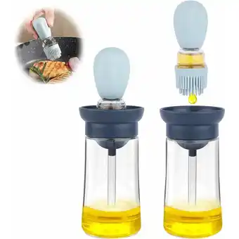 ManoMano Olivenöl-Spenderflasche aus Glas mit 2-in-1-Silikonbürste für Küche, Grill, Pfannkuchen - Blau (1 Stück) - Rhafayre Angebot