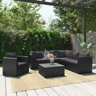 ManoMano 7-tlg. Garten-Lounge-Set,Gartenmöbel-Set mit Auflagen Poly Rattan Schwarz vidaXL Angebot