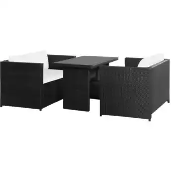 ManoMano 3-tlg. Garten-Lounge-Set,Gartenmöbel-Set mit Auflagen Poly Rattan Schwarz vidaXL Angebot