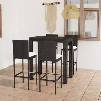 ManoMano 5-tlg. Gartenbar-Set，Gartenmöbel Set mit Kissen Poly Rattan Schwarz vidaXL Angebot